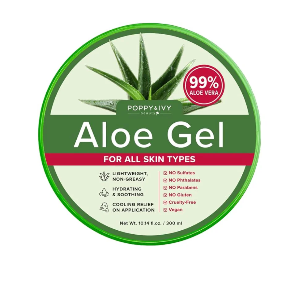 Poppy & Ivy Aloe Gel 99% 300ml | Hydrating Soothing & Cooling Care