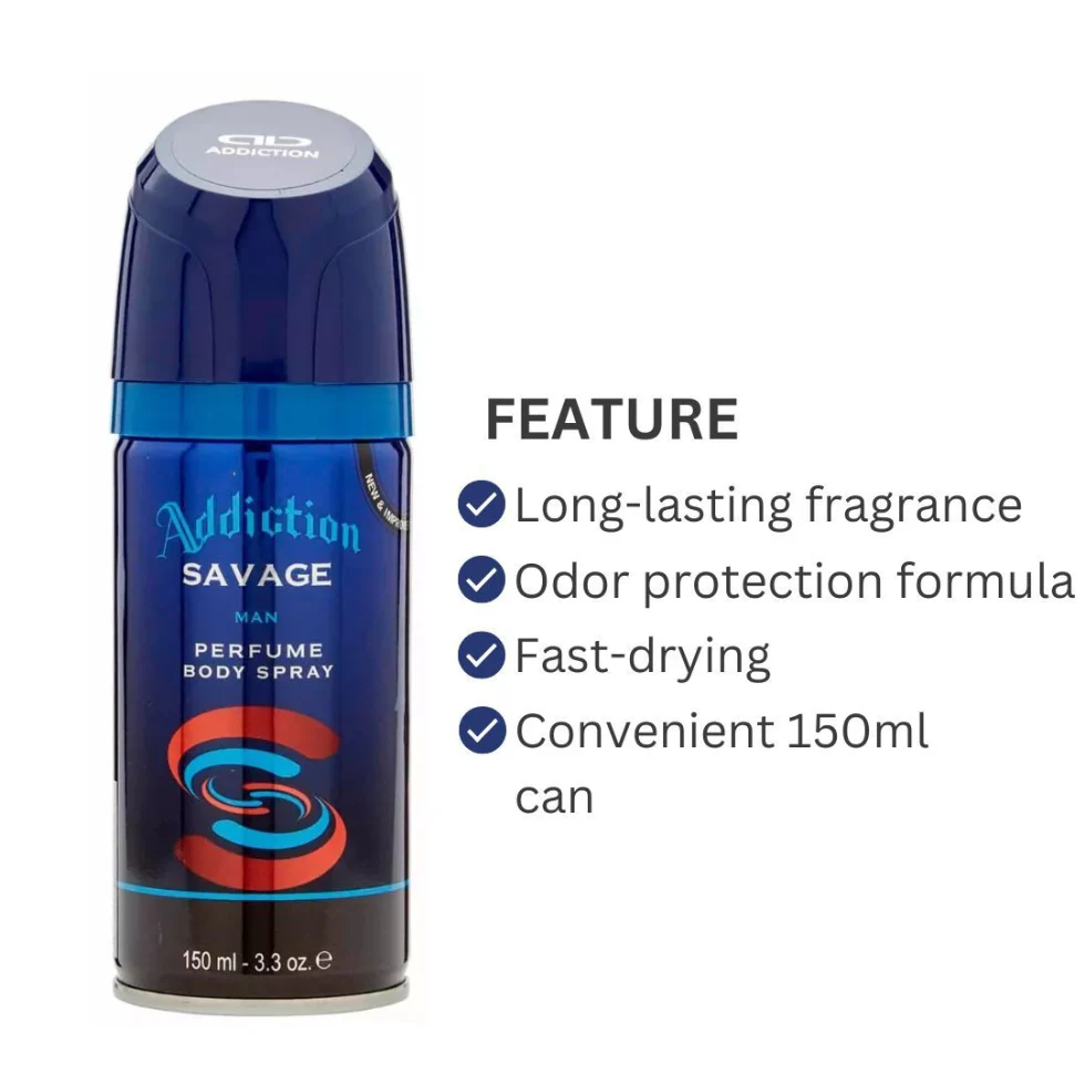 Addiction Savage Body Spray 150ml | Long Lasting Fresh Fragrance for Men - Image 4