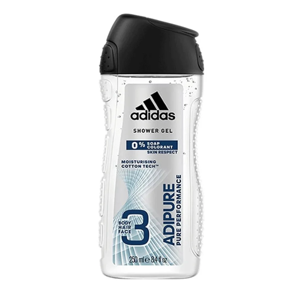 Adidas Adipure Pure Performance Shower Gel 250ml | Gentle Hydrating Wash
