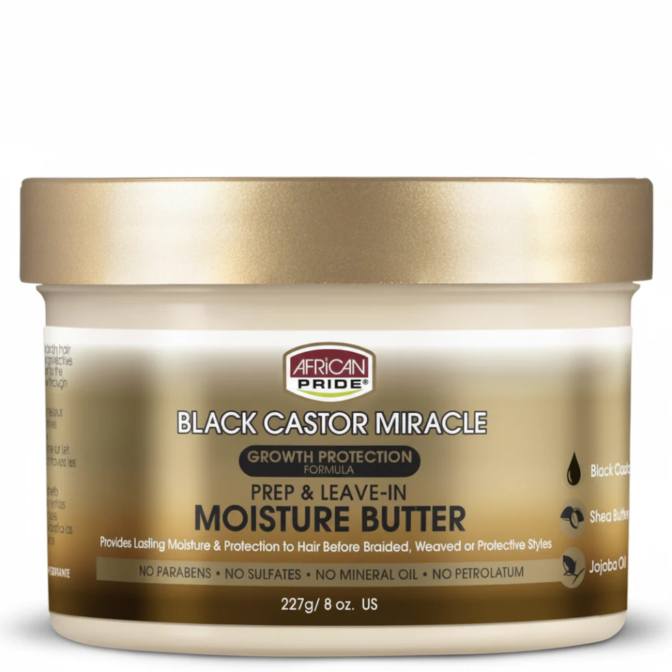 African Pride Black Castor Leave-In Moisture Butter 227g | Hydrate & Strengthen Hair Care