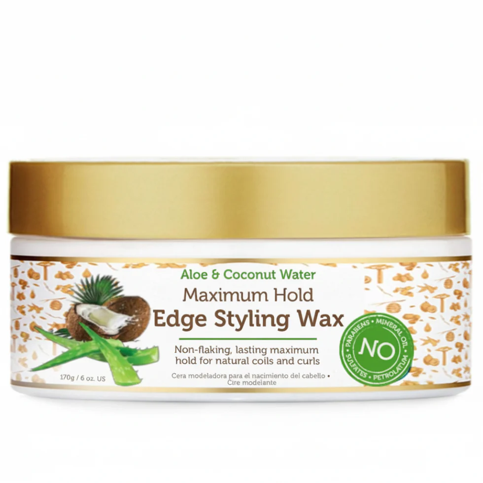African Pride Aloe Coconut Edge Styling Wax 6oz | Maximum Hold Edge Control
