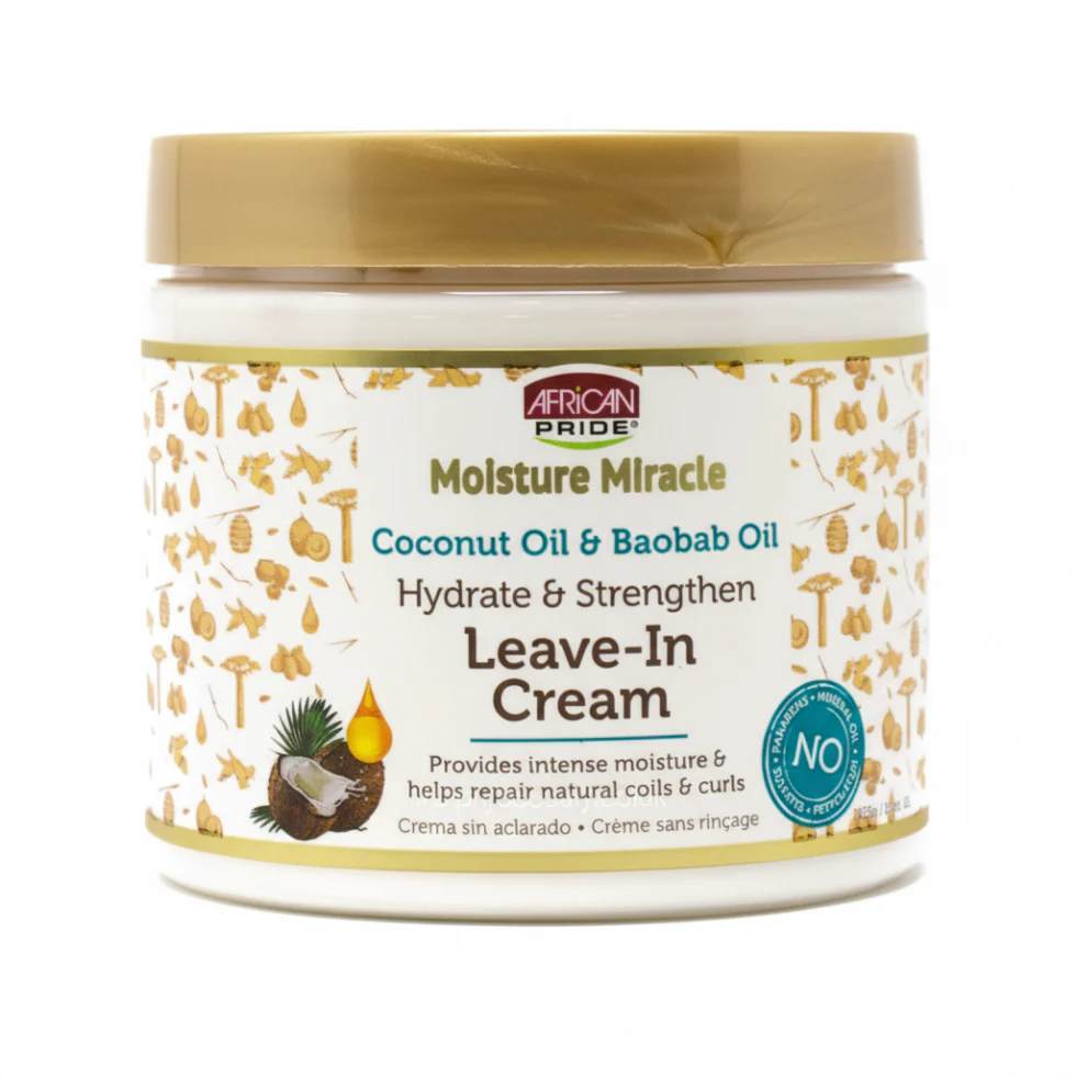 African Pride Coconut & Baobab Leave-In Cream 15oz | Hydrate & Strengthen Hair Care