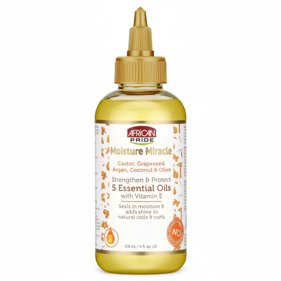 African Pride 5 Essential Oils with Vitamin 4oz | Hair Growth & Shine Oil Care