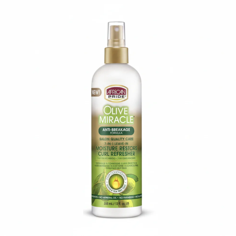 African Pride 7-in-1 Leave-In Curl Refresher 12oz | Hydrate, Shine & Moisture Restore Spray
