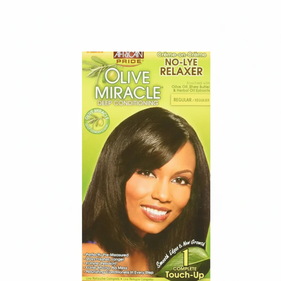 African Pride Olive Miracle No-Lye Relaxer Kit Regular | Smooth Hair Care