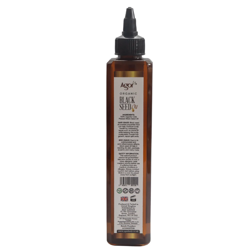 Agor Organic Black Seed Oil 250ml | Cold Pressed Nigella Sativa Hair & Skin Oil - Image 2
