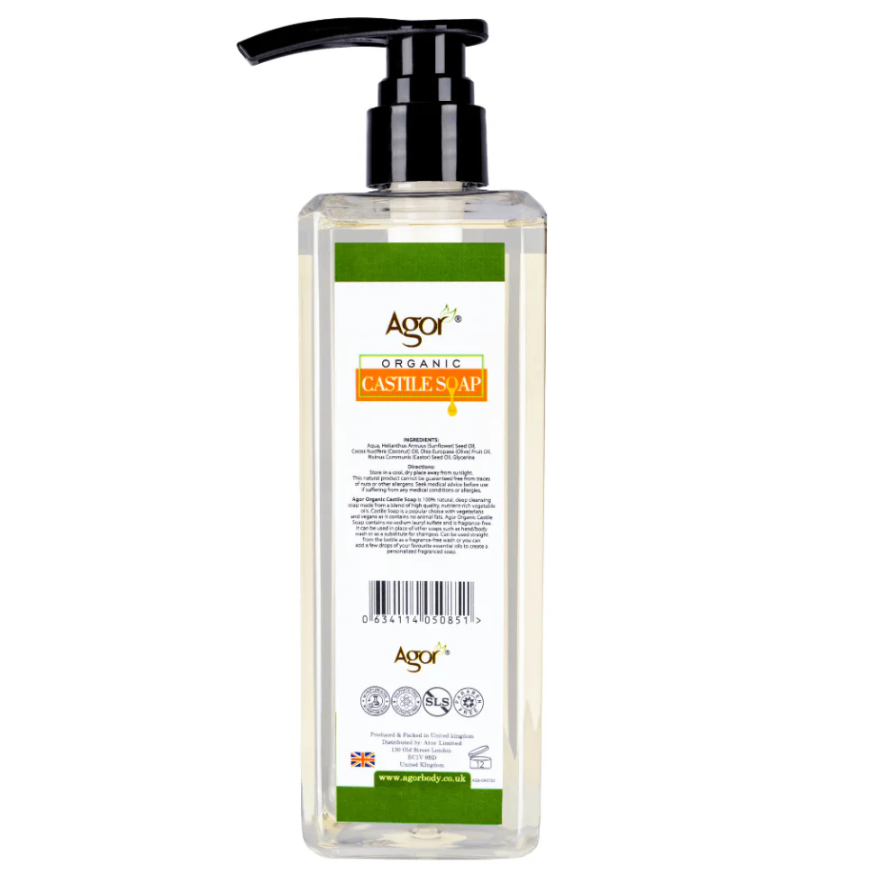 Agor Organic Liquid Castile Soap 500ml | Vegan Natural Multi-Purpose Cleanser - Image 2