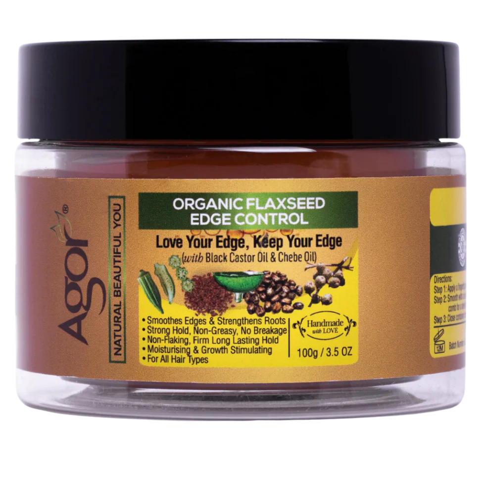 Agor Organic Flaxseed Edge Control 100g | Strong Hold Smooth Styling Gel
