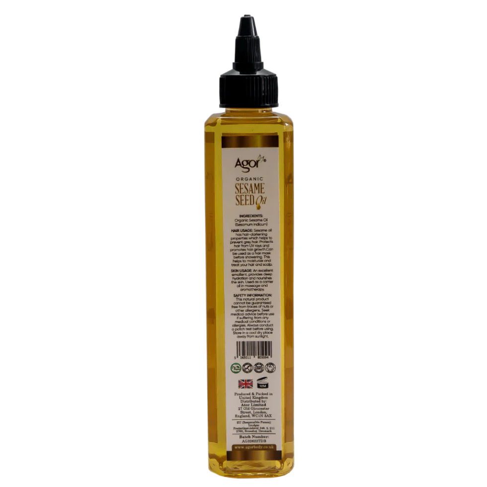 Agor Organic Sesame Seed Oil 250ml | Hair Growth Skin Hydration Anti Grey Care - Image 2