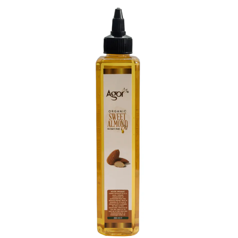 Agor Organic Sweet Almond Oil 250ml | Hair & Body Deep Nourishment Care