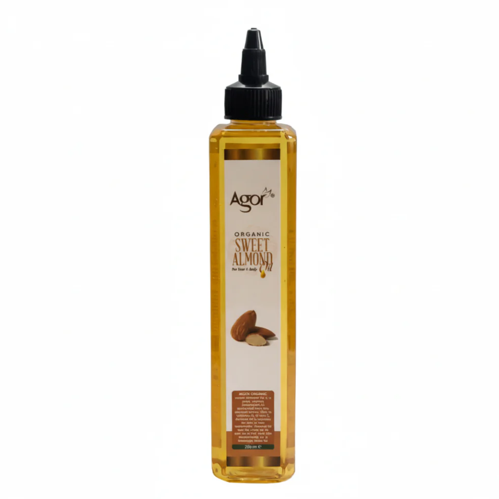 Agor Organic Sweet Almond Oil 250ml | Hair & Skin Moisturizer Vitamin Rich Care