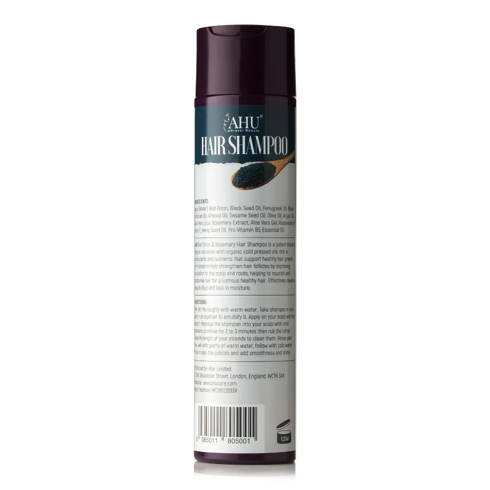 AHU Red Onion & Rosemary Shampoo 300ml | Strengthen & Hair Growth Care - Image 3