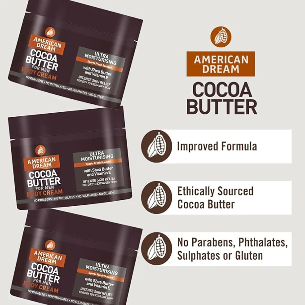 American Dream Cocoa Butter Body Cream for Men 500ml | Hydrating Skin Care - Image 3