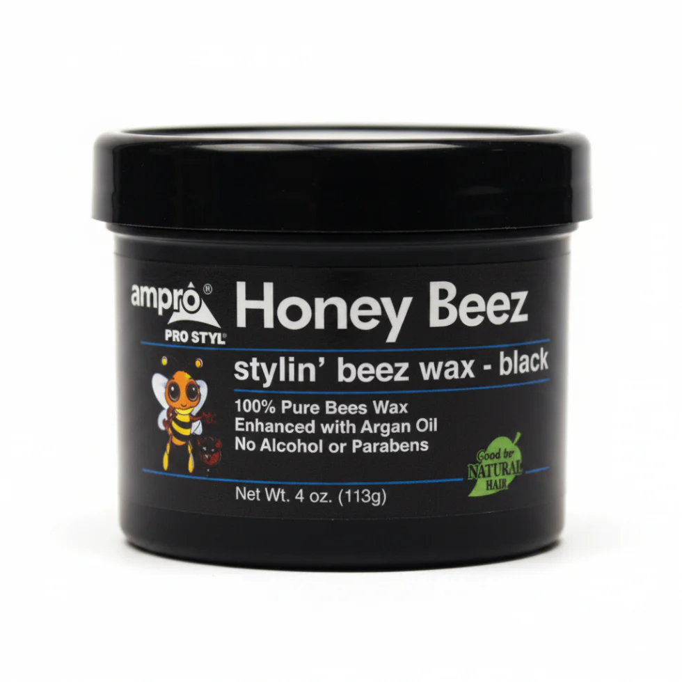 Ampro Pro Styl Honey Beez Wax Black 4oz | Strong Hold Styling Wax