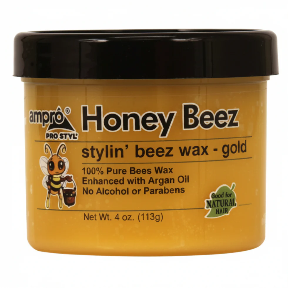 Ampro Pro Style Honey Beez Styling Wax Gold 4oz | Strong Hold Hair Wax
