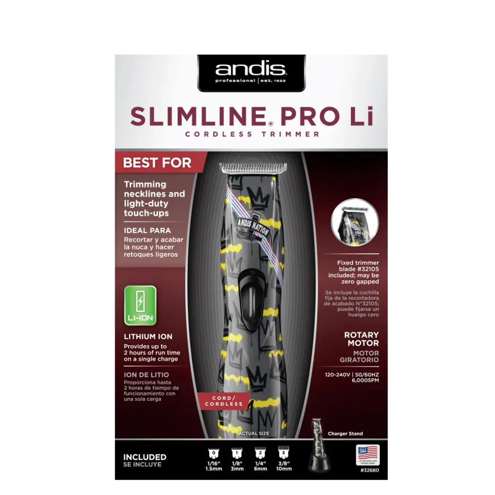 Andis Slimline Pro Li Nation Design Black Trimmer | Cordless Precision Detail Tool
