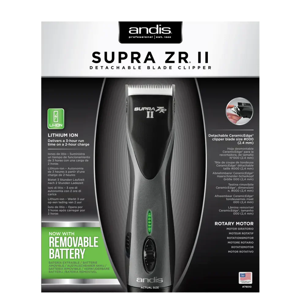 Andis Supra ZR II Cordless Clipper | 5-Speed Detachable Blade Professional Clipper