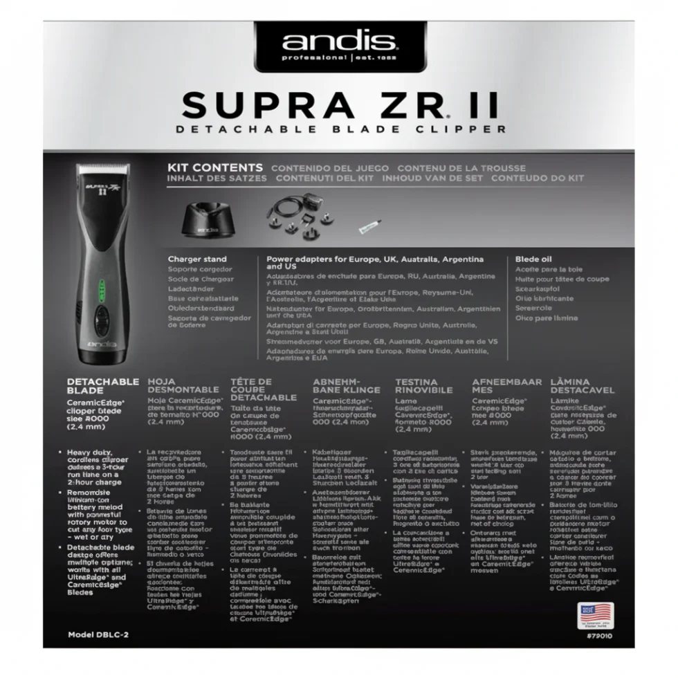 Andis Supra ZR II Cordless Clipper | 5-Speed Detachable Blade Professional Clipper - Image 6