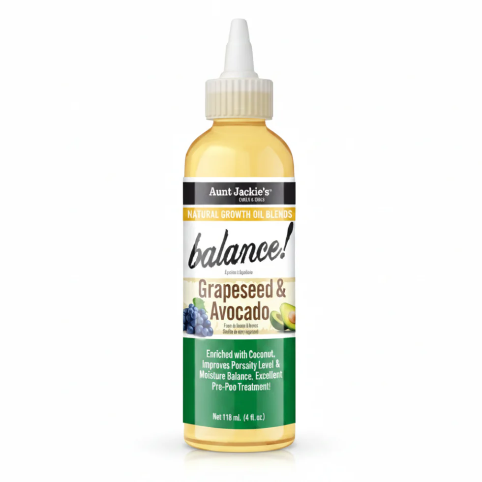Aunt Jackie’s Balance Growth Oil 4oz | Grapeseed & Avocado Porosity Care Oil