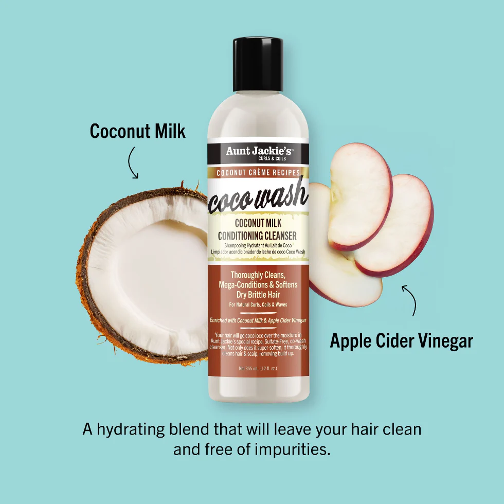 Aunt Jackie’s Coco Wash Coconut Milk Cleanser 12oz | Conditioning Hair Wash - Image 3