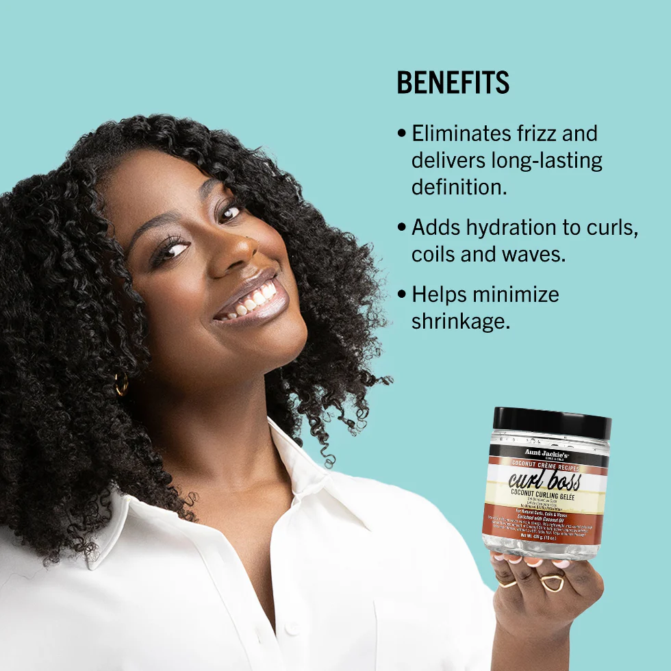 Aunt Jackie’s Curl Boss Coconut Curling Gelée 15oz | Shine & Curl Definition - Image 2