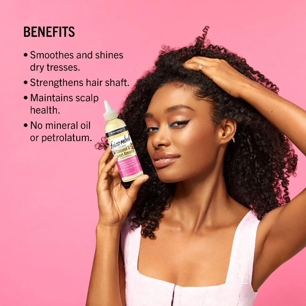 Aunt Jackie’s Frizz Rebel Growth Oil 4oz | Coconut & Sweet Almond Smooth Shine Oil - Image 3