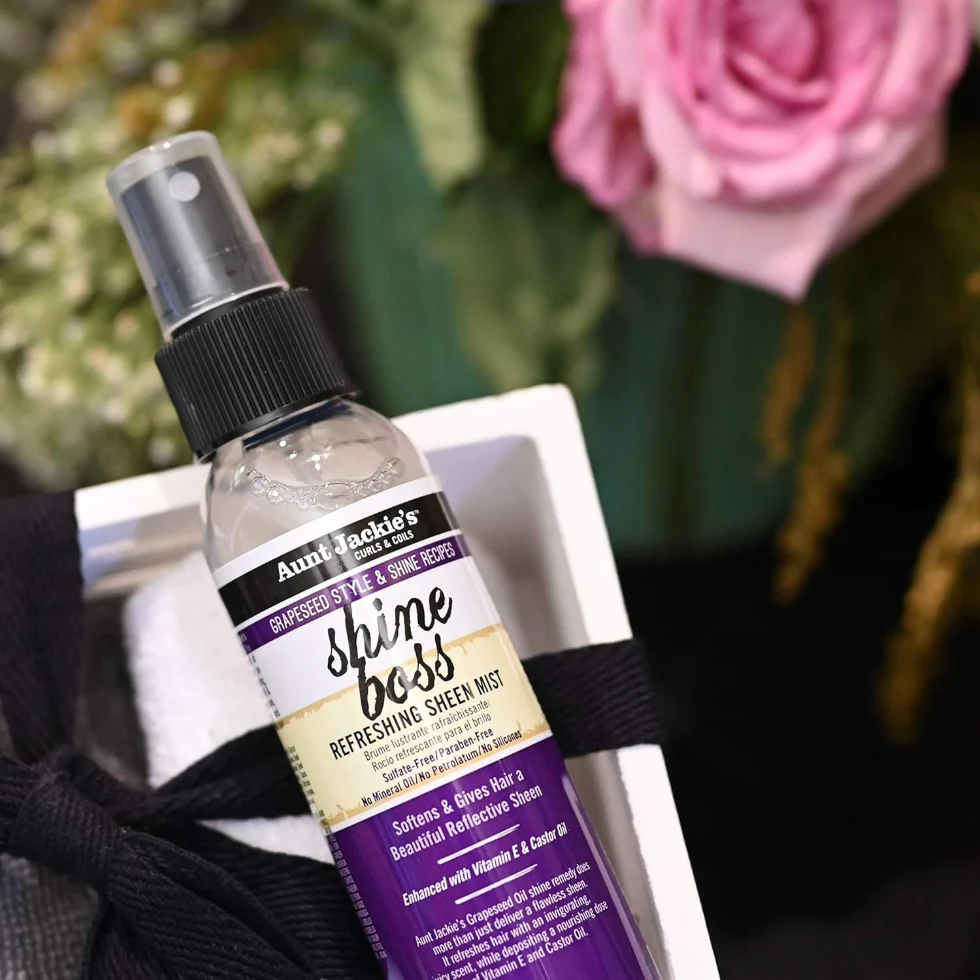 Aunt Jackie’s Shine Boss Sheen Mist 4oz | Vitamin E & Castor Oil Shine Spray - Image 3