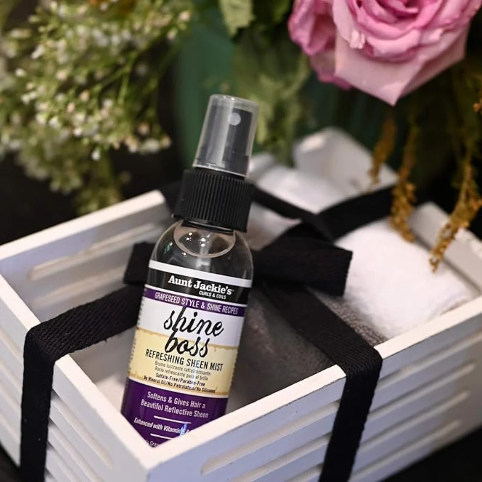 Aunt Jackie’s Shine Boss Sheen Mist 4oz | Vitamin E & Castor Oil Shine Spray - Image 4