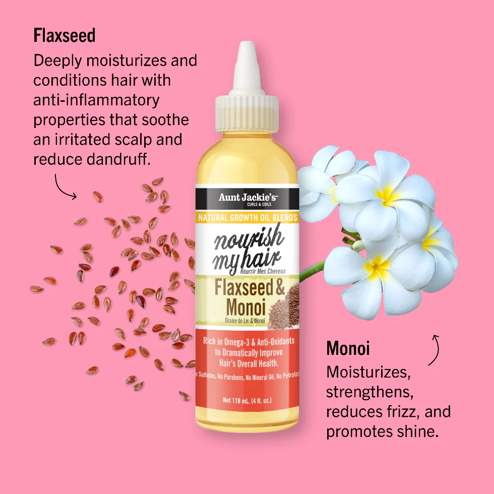Aunt Jackie’s Flaxseed & Monoi Growth Hair Oil 4oz | Nourish & Strengthen - Image 2