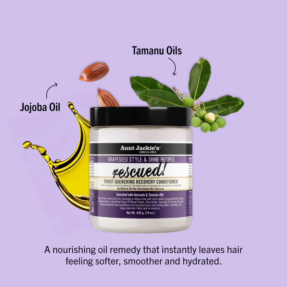 Aunt Jackie’s Grapeseed Rescued Recovery Conditioner 15oz | Moisture Repair - Image 2