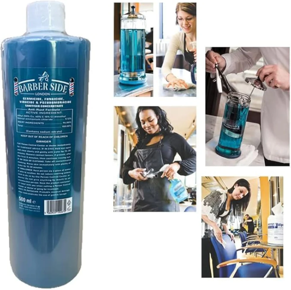 Barber Side Germicide Turquoise 500ml | Disinfectant Salon Tool Solution - Image 2