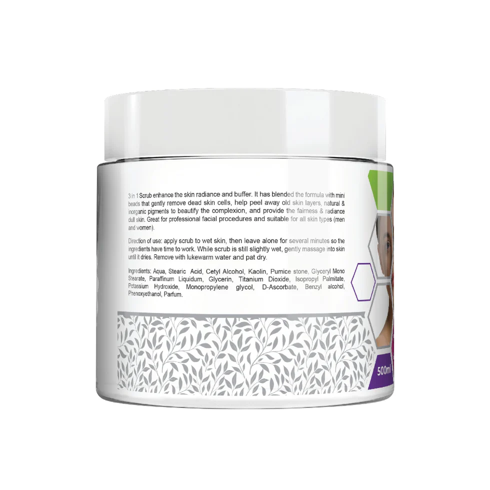 Beauty Clinic Facial Scrub 3-in-1 500ml | Face Wash Anti-Aging Face Mask Care - Image 2