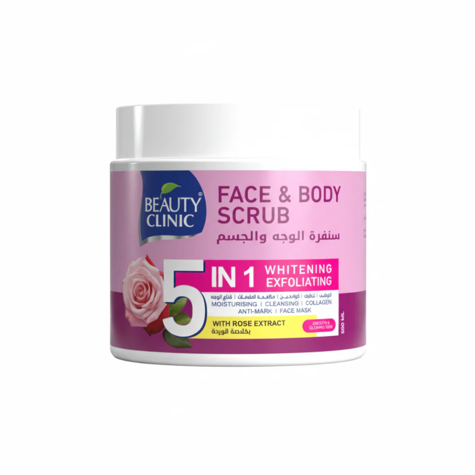 Beauty Clinic 5-in-1 Rose Face & Body Scrub 500ml | Glow Exfoliating Care