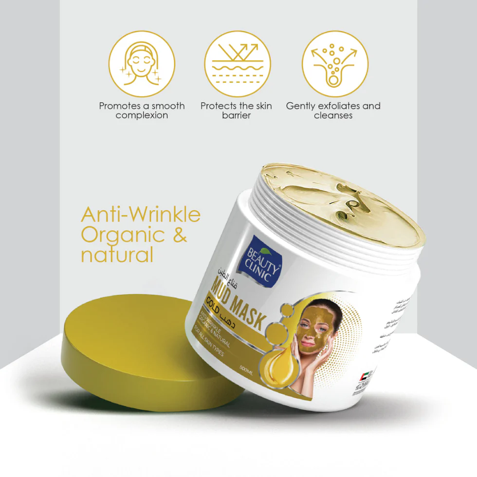 Beauty Clinic Gold Mud Mask 500ml | Luxury Detox Glow Facial Mask Treatment - Image 3