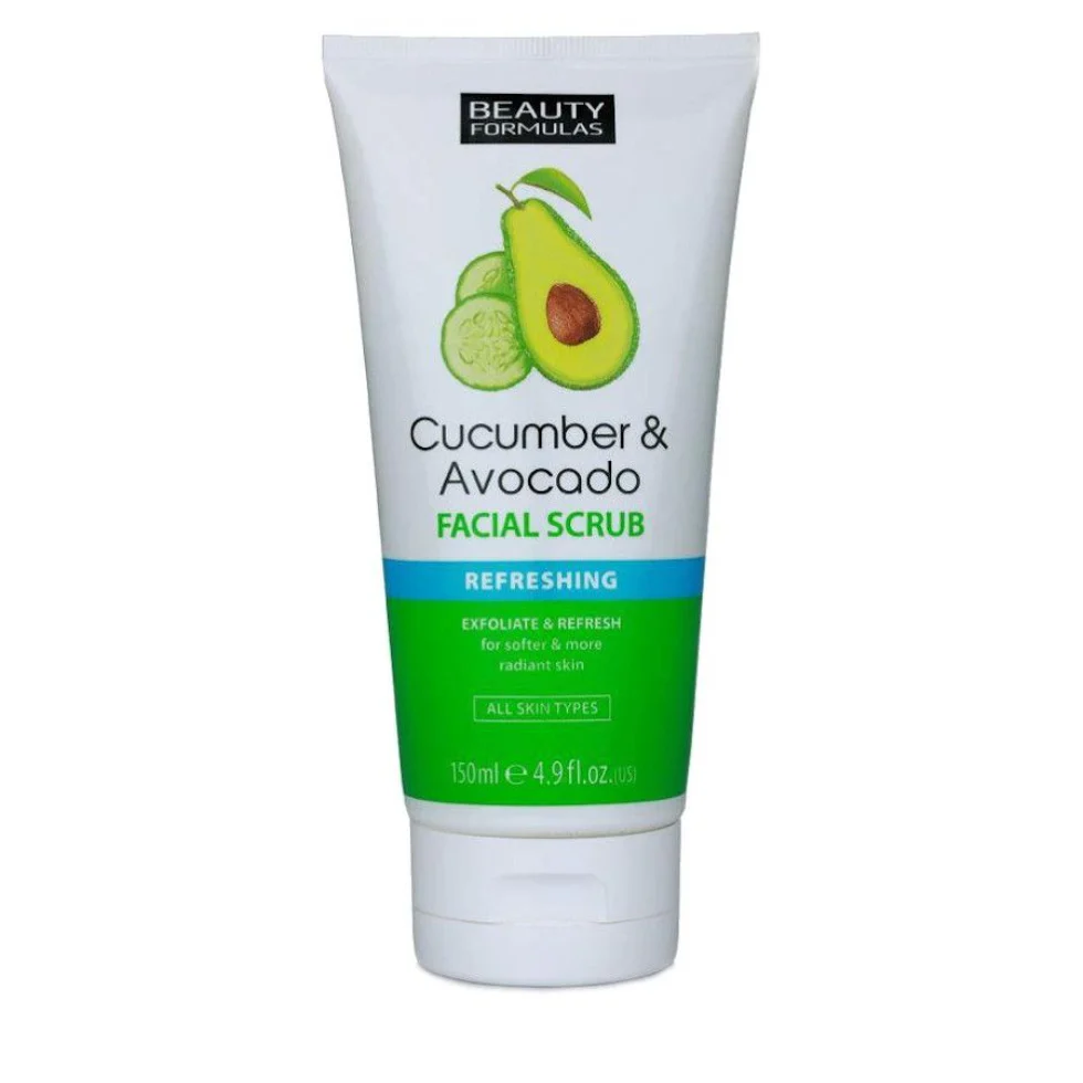 Beauty Formulas Cucumber Avocado Facial Scrub 150ml | Gentle Exfoliating Scrub