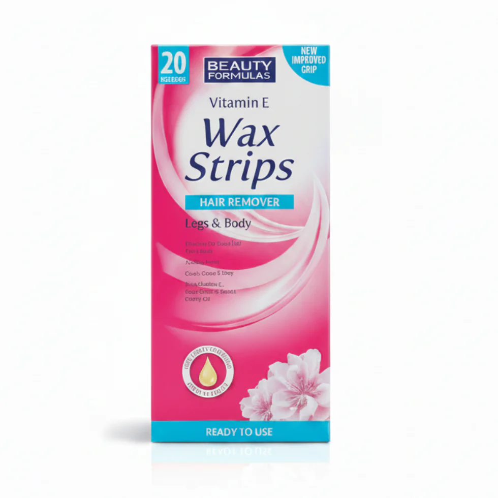 Beauty Formulas Vitamin E Wax Strips 20pcs | Hair Removal for Legs & Body