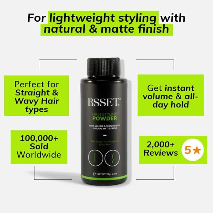 BSSET Hair Styling Powder 20g | Add Volume & Matte Texture for Fine Hair - Image 4
