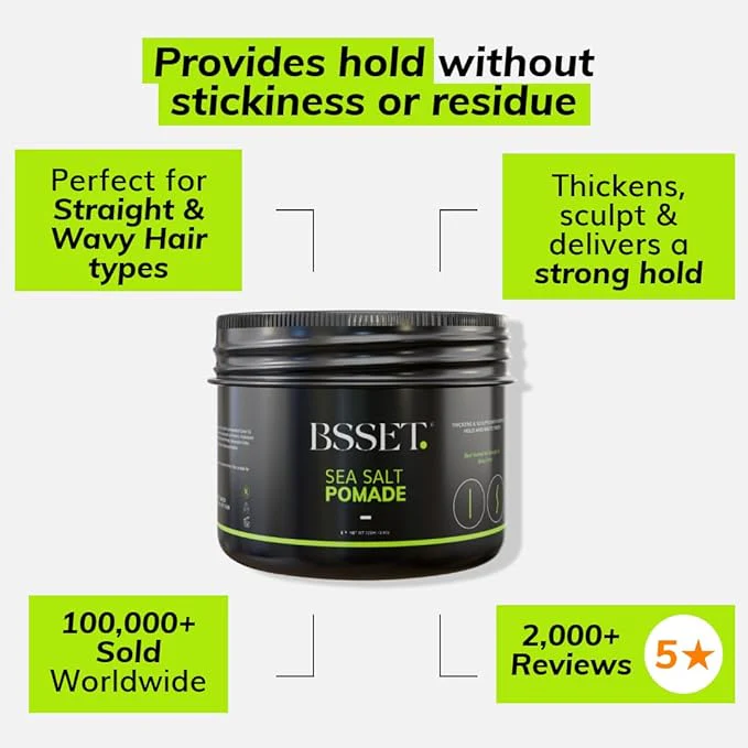 Bset Sea Salt Pomade 100ml | Strong Hold Matte Finish Thick Hair Styling - Image 4