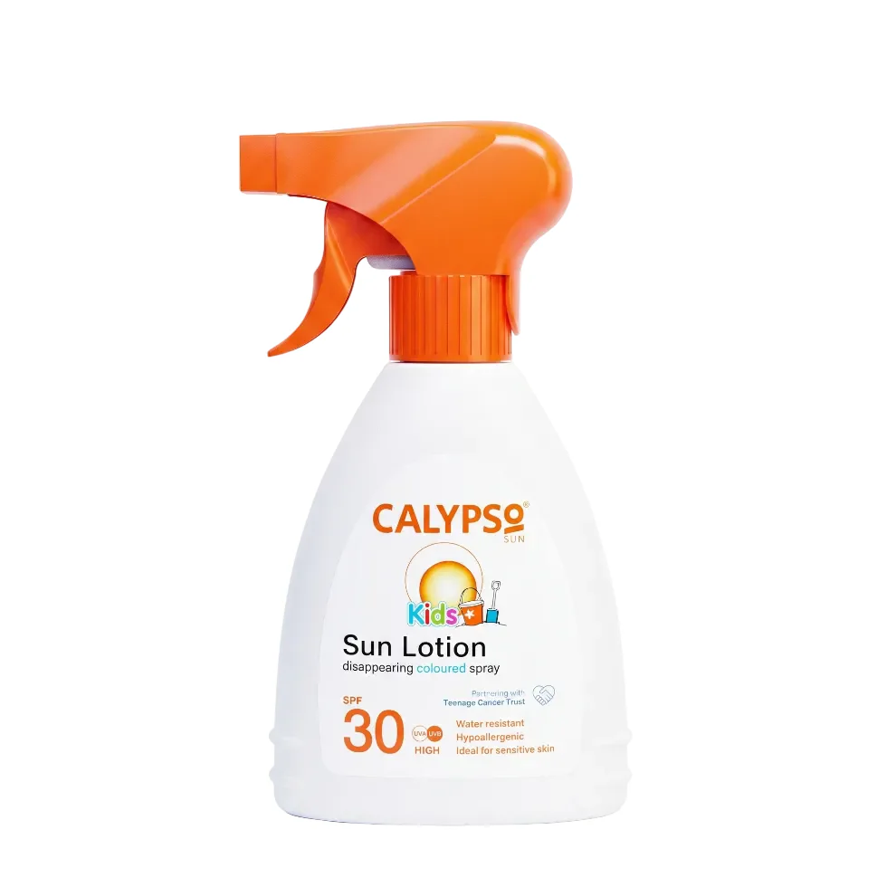 Calypso Kids Coloured Spray SPF Lotion 200ml | Blue Disappearing Sun Protection