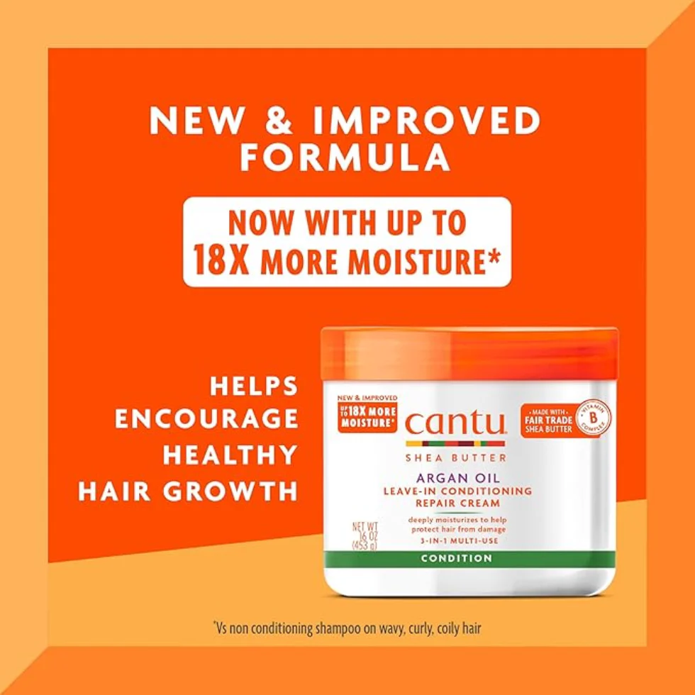 Cantu Argan Oil Leave-In Repair Cream 16oz | Hydrate & Restore Hair - Image 4