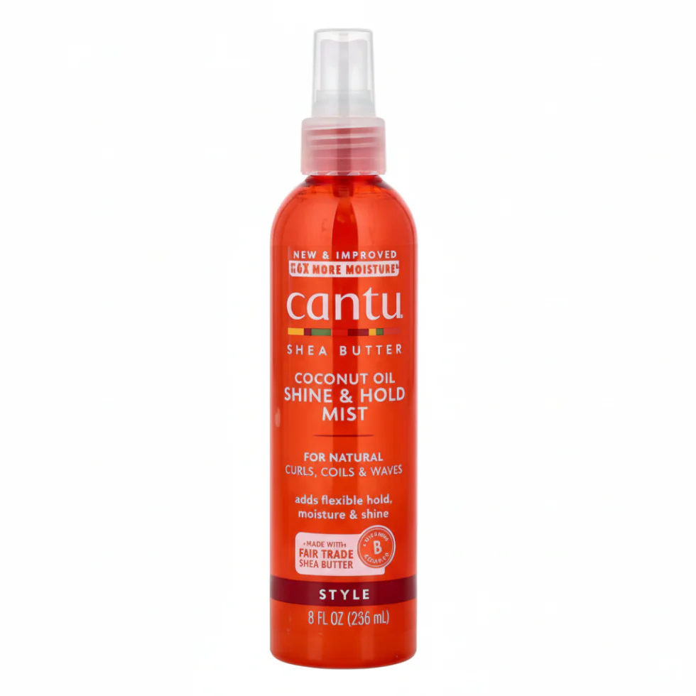 Cantu Shine & Hold Mist 8oz | Coconut Oil Moisture & Shine Spray