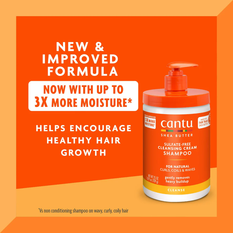 Cantu Shea Butter Sulfate-Free Cleansing Cream Shampoo 13.5oz & 25oz | Wash Day Essential - Image 3