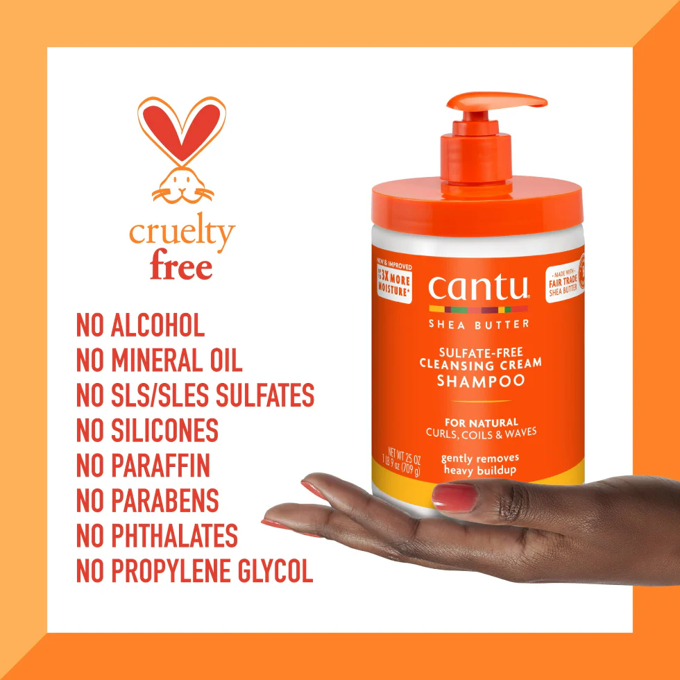 Cantu Shea Butter Sulfate-Free Cleansing Cream Shampoo 13.5oz & 25oz | Wash Day Essential - Image 4