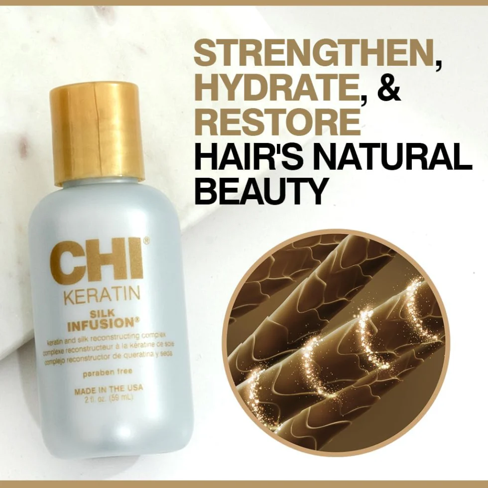 CHI Keratin Silk Infusion 2oz | Hydrating Leave-In Smooth Hair Treatment - Image 2