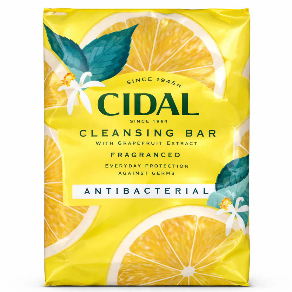Cidal Cleansing Bar Grapefruit 2x100g | Antibacterial Fresh Skin Soap