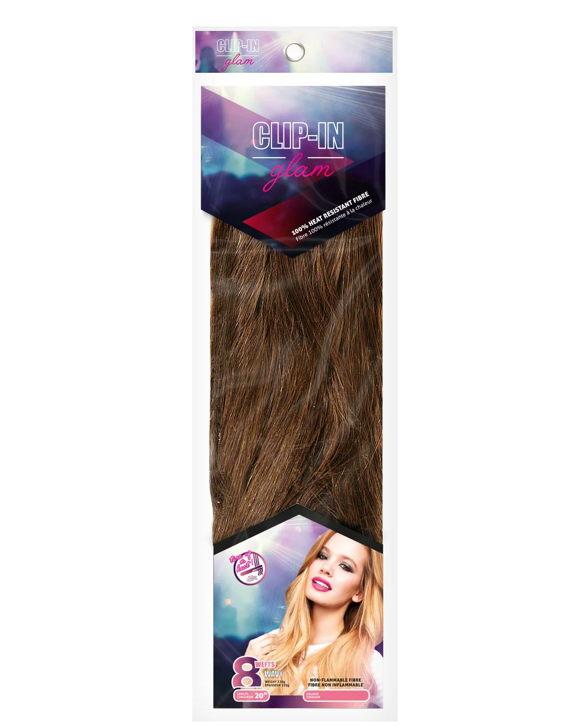 Glam Synthetic Extension 20 inches - 8 Weft Clip - Image 2
