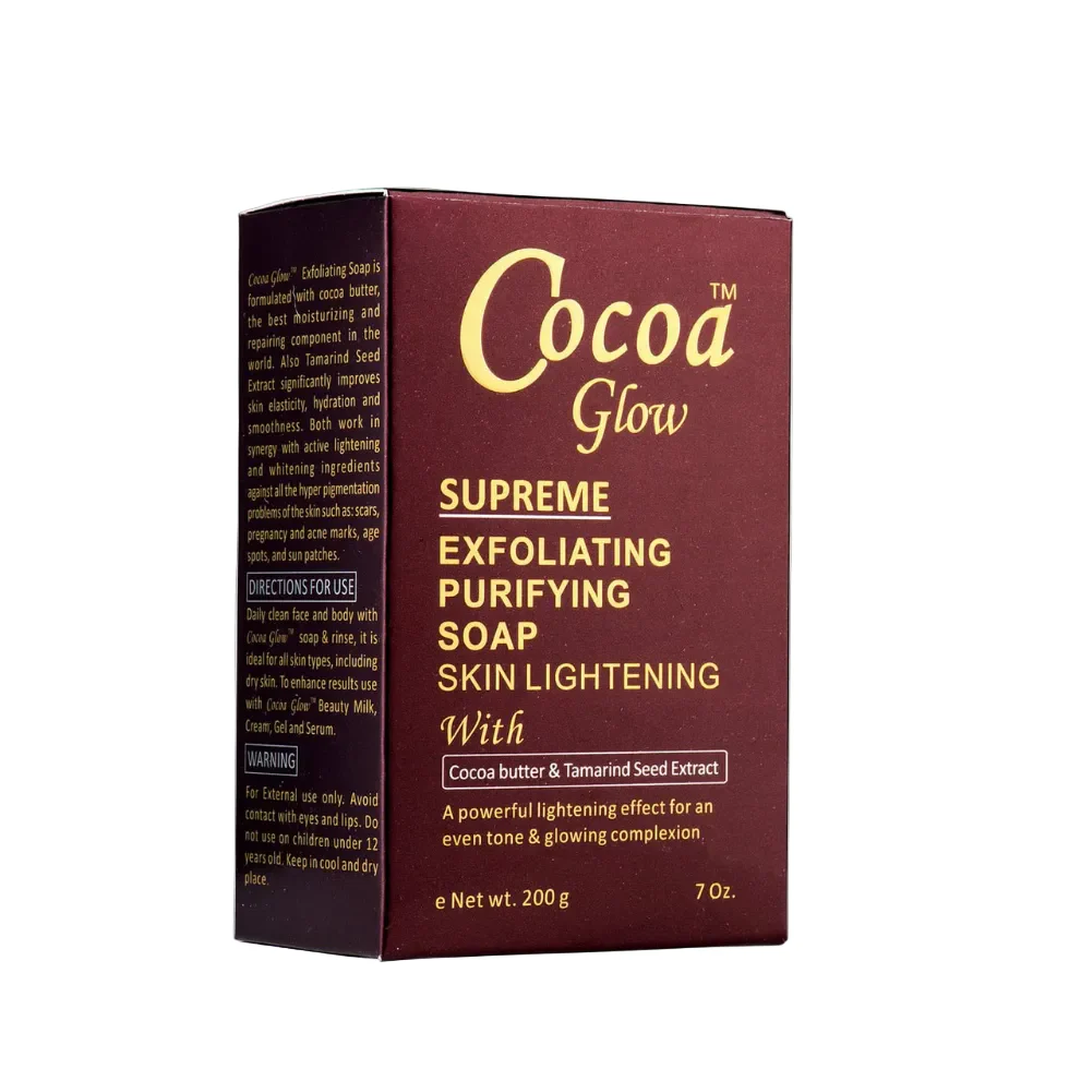 Cocoa Glow Supreme Exfoliating Soap 200g | Brightening Deep Clean Bar - Image 2