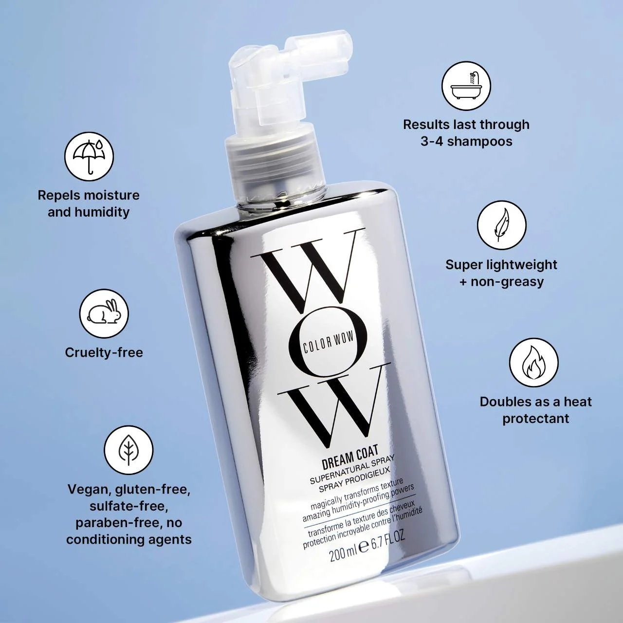 COLOR WOW Mini Dream Coat Supernatural Spray 50ml – Anti-Frizz, Humidity-Proof, Silky Glossy Hair - Image 4