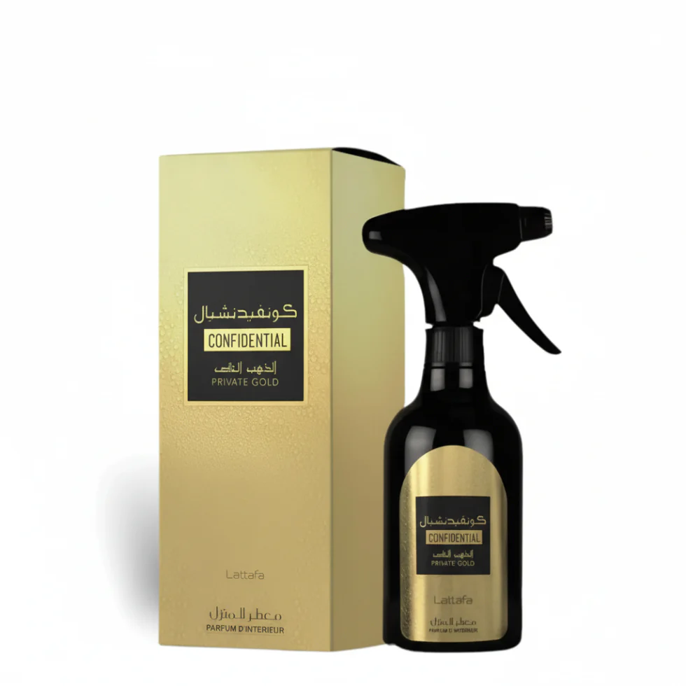 Confidential Private Gold Room Spray By Lattafa 450ml | Sweet Fruity Home Fragrance