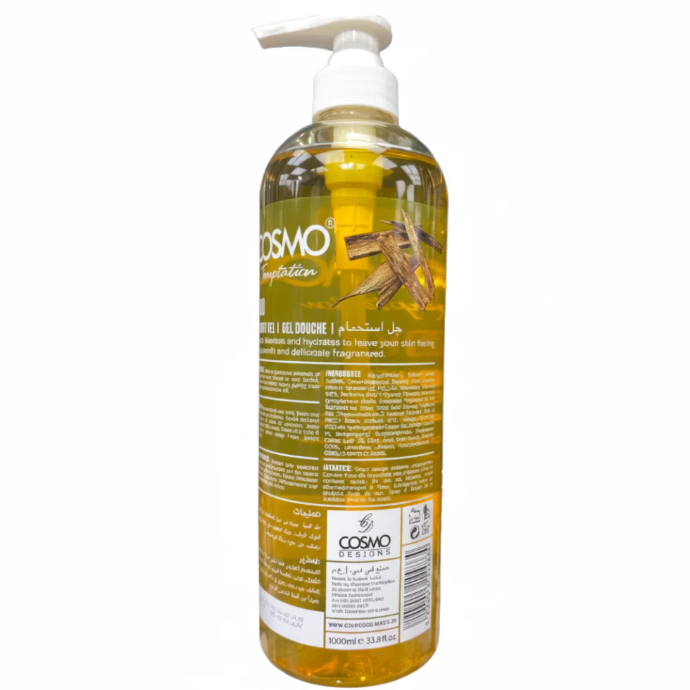 COSMO Temptation Oud Shower Gel 1000ml | Luxurious Deep Cleanse Body Wash - Image 2